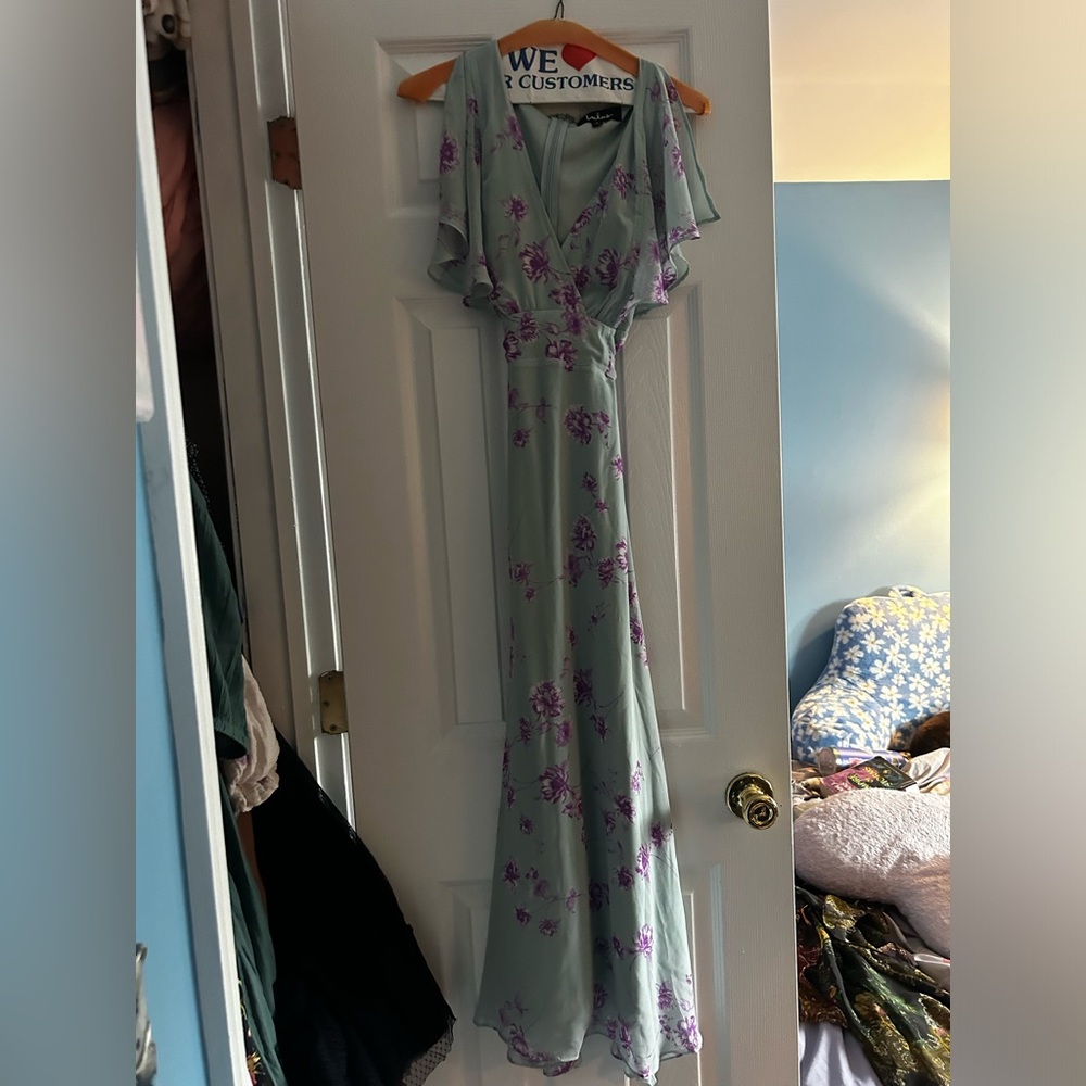 Floral Maxi Dress with Ruffle Sleeves Lulus